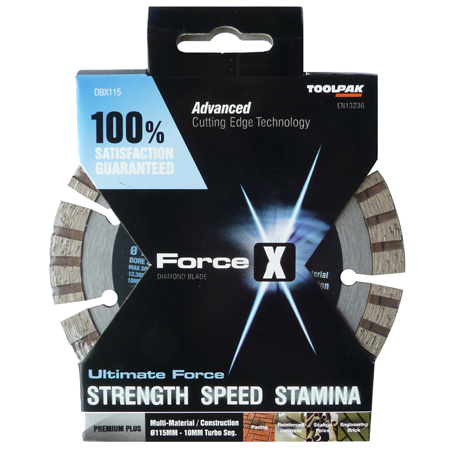 Diamond Blade 115mm x 22.23mm Multi-Material 10mm Turbo Segment Force X 